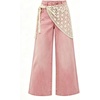 image:imageCHARTOU Women Wide Leg Capri Jeans with Detachable Crochet Lace Wrap Scarf Y2K Denim PantsPink