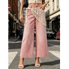 image:imageCHARTOU Women Wide Leg Capri Jeans with Detachable Crochet Lace Wrap Scarf Y2K Denim PantsPink