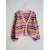 image:imageCHARTOU Womens Colorful Striped Knit Cardigan VNeck Button Front Loose Long Sleeve Crochet Sweater Coat Rainbow KnitwearRainbow