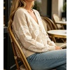 image:imageCHARTOU Womens Fall Paisley Print Cardigan Sweater VNeck Button Down Knit Cardigan Loose Long Sleeve Casual Knitwear TopApricot