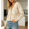 image:imageCHARTOU Womens Fall Paisley Print Cardigan Sweater VNeck Button Down Knit Cardigan Loose Long Sleeve Casual Knitwear TopApricot