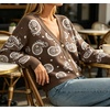 image:imageCHARTOU Womens Fall Paisley Print Cardigan Sweater VNeck Button Down Knit Cardigan Loose Long Sleeve Casual Knitwear TopBrown