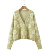 image:imageCHARTOU Womens Fall Paisley Print Cardigan Sweater VNeck Button Down Knit Cardigan Loose Long Sleeve Casual Knitwear TopGreen