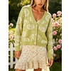 image:imageCHARTOU Womens Fall Paisley Print Cardigan Sweater VNeck Button Down Knit Cardigan Loose Long Sleeve Casual Knitwear TopGreen