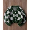 image:imageCHARTOU Womens Fuzzy Plaid Checkered Knit Open Front Cardigan Soft Fluffy Mink SweaterGreen
