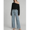 image:imageCHARTOU Womens High Waisted Wide Leg Jeans Stretchy Striped Denim Pants Baggy Pinstripe Pants with PocketsBlue