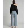 image:imageCHARTOU Womens High Waisted Wide Leg Jeans Stretchy Striped Denim Pants Baggy Pinstripe Pants with PocketsBlue