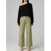 image:imageCHARTOU Womens High Waisted Wide Leg Jeans Stretchy Striped Denim Pants Baggy Pinstripe Pants with PocketsOlive
