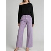 image:imageCHARTOU Womens High Waisted Wide Leg Jeans Stretchy Striped Denim Pants Baggy Pinstripe Pants with PocketsPurple