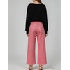 image:imageCHARTOU Womens High Waisted Wide Leg Jeans Stretchy Striped Denim Pants Baggy Pinstripe Pants with PocketsRed