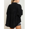 image:imageCHARTOU Womens Oversized Button Down Shirt Sequins Irregular Distress Jeans Shacket JacketBlack