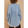 image:imageCHARTOU Womens Oversized Button Down Shirt Sequins Irregular Distress Jeans Shacket JacketBlue