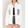 image:imageCHARTOU Womens Oversized Button Down Shirt Sequins Irregular Distress Jeans Shacket JacketWhite
