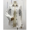 image:imageCHARTOU Womens Oversized Button Down Shirt Sequins Irregular Distress Jeans Shacket JacketWhite