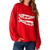 image:imageCHARTOU Lightweight Sweaters for Women Roll Neck Cute Fish Graphic Knit PulloversRed