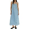 image:imageCHARTOU Polka Dot Denim Overalls Dress for Women Y2k Adjustable Strap Loose Maxi Long Jean DressBlue