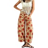 image:imageCHARTOU Women Barrel Wide Leg Jeans High Waist Tomato Print Denim Pants with PocketsKhaki