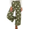 image:imageCHARTOU Women High Rise Wide Leg Jeans Baggy Crop Cuffed Hem Denim Polka Dot PantsGreen