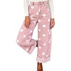 image:imageCHARTOU Women High Rise Wide Leg Jeans Baggy Crop Cuffed Hem Denim Polka Dot PantsPink