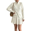 image:imageCHARTOU Women Rib Two Pieces Skirt Sets Long Sleeve Cardigan Sweater Pleated Mini SkirtBeige