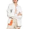 image:imageCHARTOU Womens Oversized Button Down Shirt Sequins Irregular Distress Jeans Shacket JacketWhite