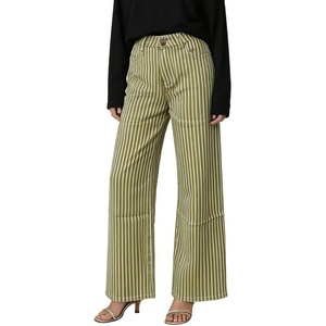 image:imageCHARTOU Womens High Waisted Wide Leg Jeans Stretchy Striped Denim Pants Baggy Pinstripe Pants with PocketsOlive