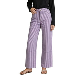 image:imageCHARTOU Womens High Waisted Wide Leg Jeans Stretchy Striped Denim Pants Baggy Pinstripe Pants with PocketsPurple