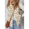 image:imageCHARTOU Women Floral Quilted Jacket Coat Stand Collar Zip Up Snap Button Outerwear Puffer Vests TopsBeige
