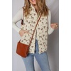 image:imageCHARTOU Women Floral Quilted Jacket Coat Stand Collar Zip Up Snap Button Outerwear Puffer Vests TopsBeige
