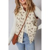 image:imageCHARTOU Women Floral Quilted Jacket Coat Stand Collar Zip Up Snap Button Outerwear Puffer Vests TopsBeige