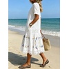 image:imageCHARTOU Womens Lace Eyelet Tshirt Dress Short Sleeve Floral Loose Tunic Midi DressWhite