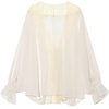 image:imageCHARTOU Women Lace Trim Chiffon Blouse Tie Front Loose Casual Flowy Boho Shirt TopsBeige
