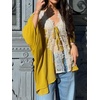 image:imageCHARTOU Women Lace Trim Chiffon Blouse Tie Front Loose Casual Flowy Boho Shirt TopsYellow