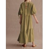 image:imageCHARTOU Women Cotton Linen Maxi Dress Puff Half Sleeve Tie Back Tiered Casual Loose Fit Flowy Summer DressGreen