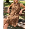 image:imageCHARTOU Women Leopard Denim Mini Dress Summer Sleeveless Button Shift Dress with PocketBrown