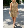 image:imageCHARTOU Women Leopard Denim Mini Dress Summer Sleeveless Button Shift Dress with PocketKhaki