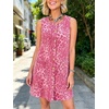 image:imageCHARTOU Women Leopard Denim Mini Dress Summer Sleeveless Button Shift Dress with PocketPink
