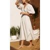 image:imageCHARTOU Women Summer Deep V Neck Maxi Dress Puff Sleeve Side Bow Tie A Line Vacation DressWhite