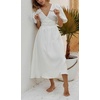image:imageCHARTOU Women Summer Deep V Neck Maxi Dress Puff Sleeve Side Bow Tie A Line Vacation DressWhite