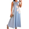 image:imageCHARTOU Women Sleeveless Maxi Tank Dress Summer Loose Tunic Floral Flowy Long Dress with DrawstringBlue