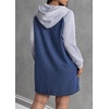 image:imageCHARTOU Women Hood Denim Mini Dress Patchwork Oversized Jean Hoodies Sweatshirt Dress with PocketsBlue