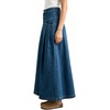 image:imageCHARTOU Women Pleated Denim Maxi Skirt Back Elastic Waist Long Jean Skirt with PocketsDark Blue