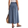 image:imageCHARTOU Womens Elastic Waist Drawstring Jean Skirt Long A Line Pleated Denim SkirtsBlue Leopard