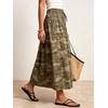 image:imageCHARTOU Womens Elastic Waist Drawstring Jean Skirt Long A Line Pleated Denim SkirtsGreen Camo