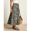 image:imageCHARTOU Womens Elastic Waist Drawstring Jean Skirt Long A Line Pleated Denim SkirtsGrey Camo