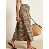 image:imageCHARTOU Womens Elastic Waist Drawstring Jean Skirt Long A Line Pleated Denim SkirtsKhaki Camo