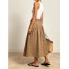 image:imageCHARTOU Womens Elastic Waist Drawstring Jean Skirt Long A Line Pleated Denim SkirtsKhaki Leopard