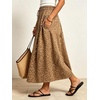 image:imageCHARTOU Womens Elastic Waist Drawstring Jean Skirt Long A Line Pleated Denim SkirtsKhaki Leopard