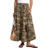 image:imageCHARTOU Womens Elastic Waist Drawstring Jean Skirt Long A Line Pleated Denim SkirtsGreen Camo