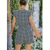 image:imageCHARTOU Womens Summer Chiffon Leopard Print SelfTie Cap Sleeve Loose Fit Romper Jumpsuit ShortsBlack